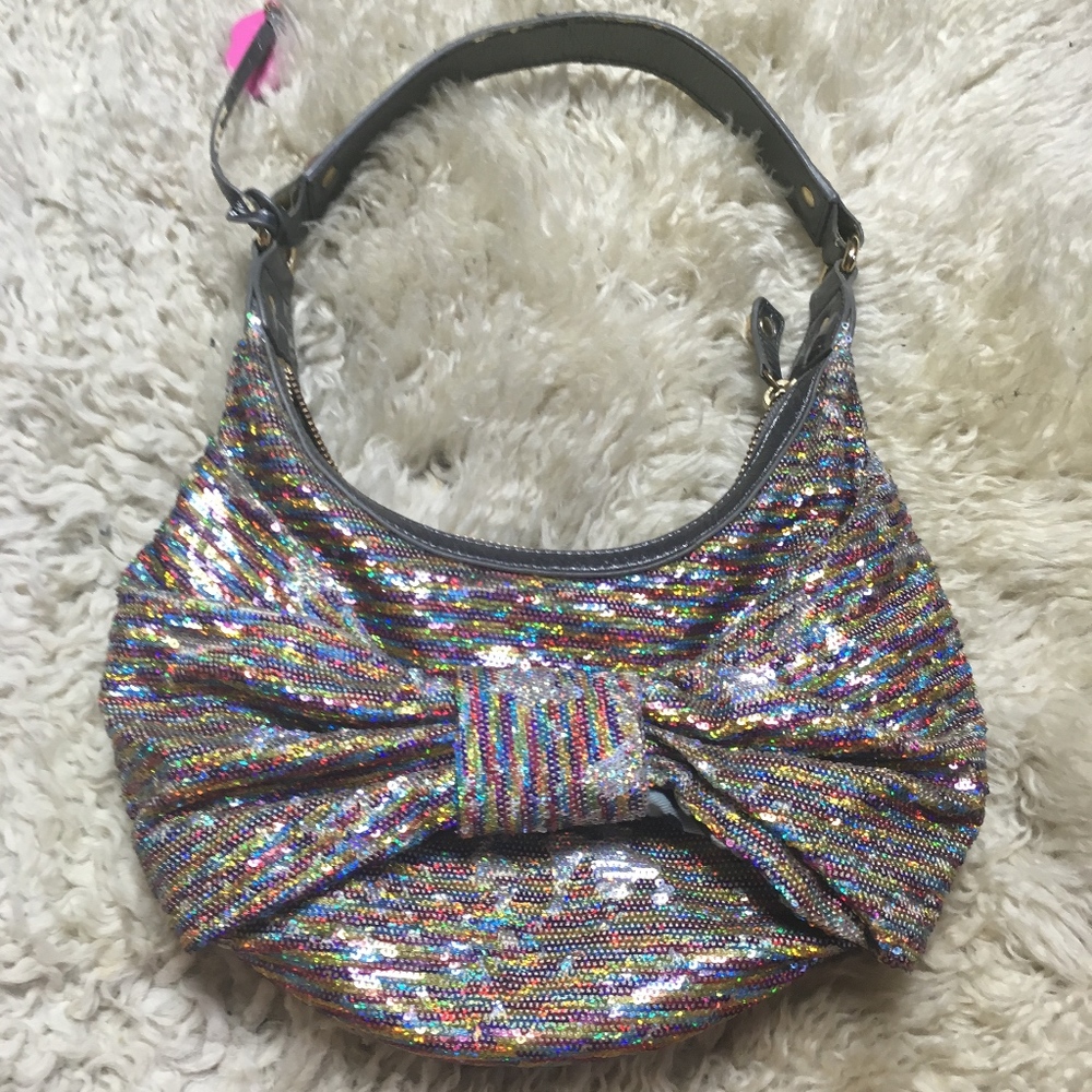 Beautiful Betsey Johnson Rainbow Sequin Bow Purse